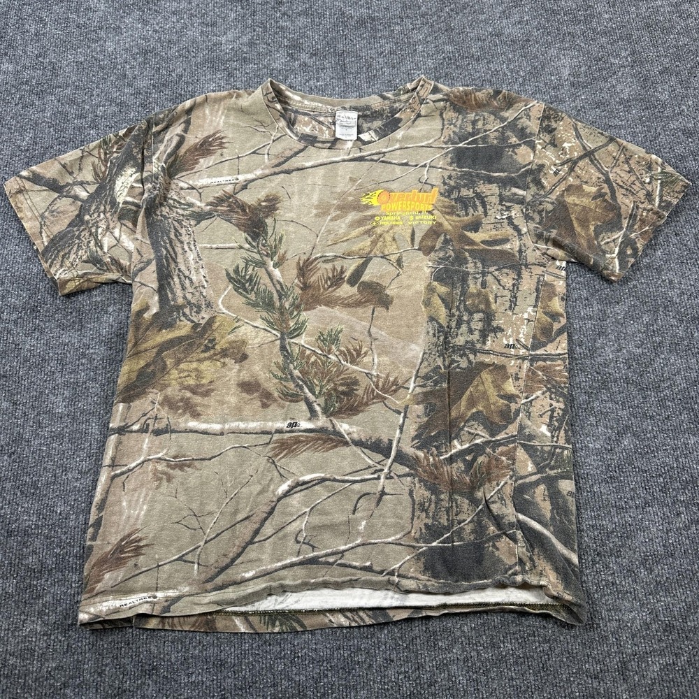 Code V Shirt Mens Large Brown Camo Overturf Powersports Motorcycle Graphic Tee